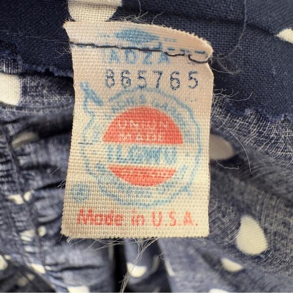 Vintage 1980s David Warren Union Label Dress Drop Waist Polka Dot bow sleeve EUC - Picture 8 of 12